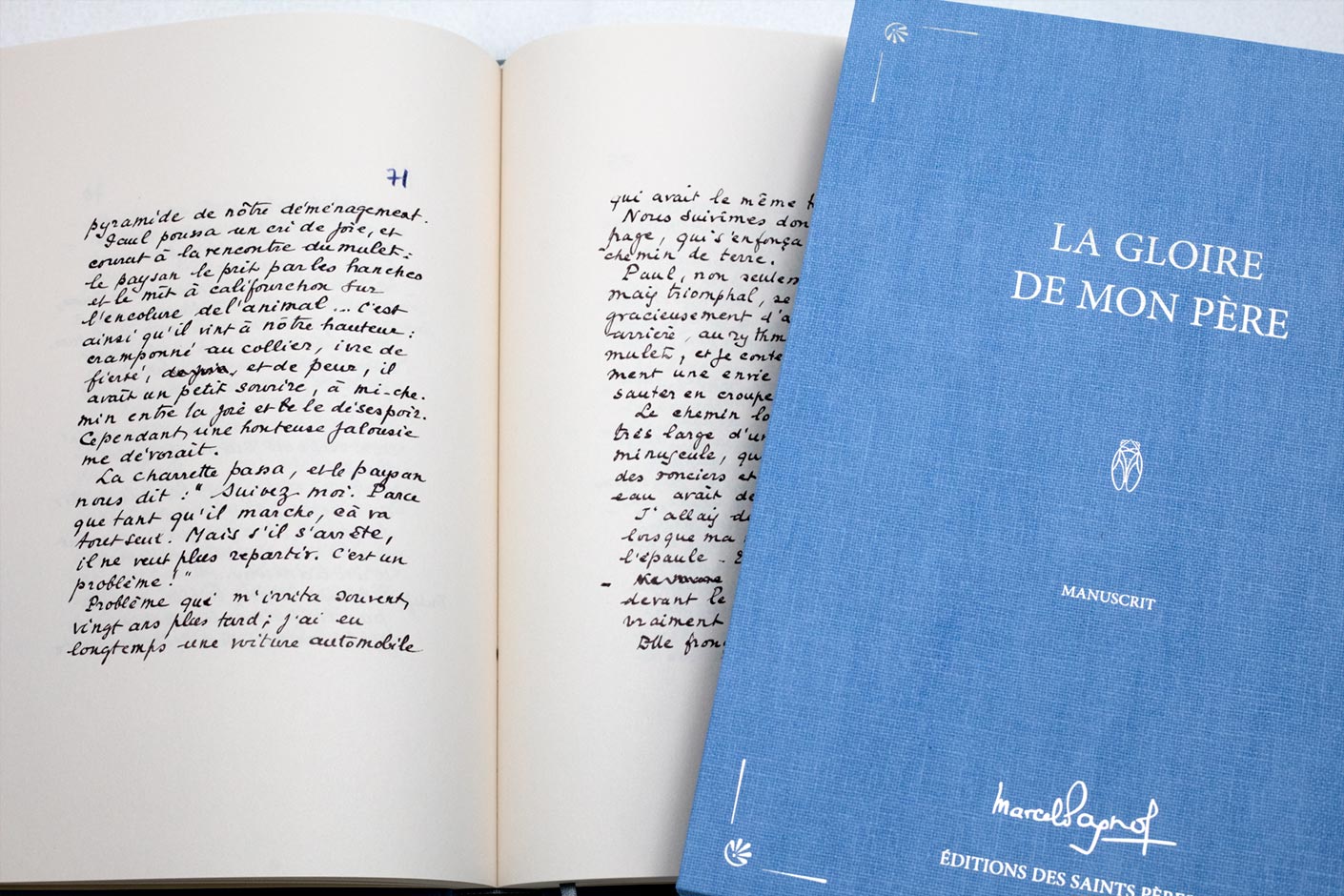 le manuscrit de Marcel Pagnol avec l'étui - Editions des Saints Pères