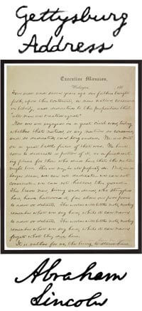 Ansprache in Gettysburg - Manuskript von Abraham Lincoln