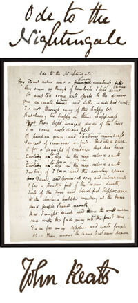 Ode an eine Nachtigall - Manuskript von John Keats