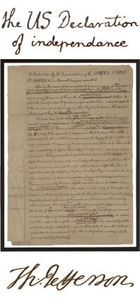 Das Manuskript der amerikanischen Unabhängigkeitserklärung