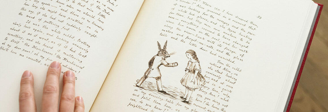 das Manuskript von Alice im Wunderland von Lewis Carroll
